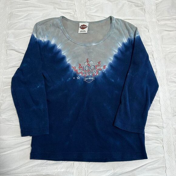 Harley-davidson Women's Blue and Navy T-shirt - Picture 5 of 8